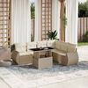 vidaXL Garden Sofa Set Beige PE Rattan 7 Piece Modular Garden Sofa Set