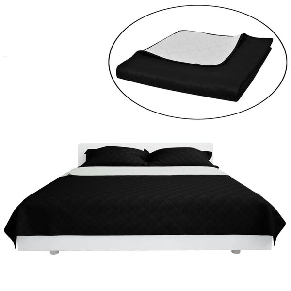 vidaXL Bedspread Black and White Microfiber with PP cotton filling