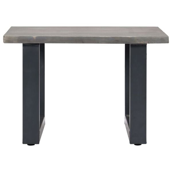 vidaXL Coffee Table Grey Solid Acacia Wood, Powder-Coated Iron 23.6 in