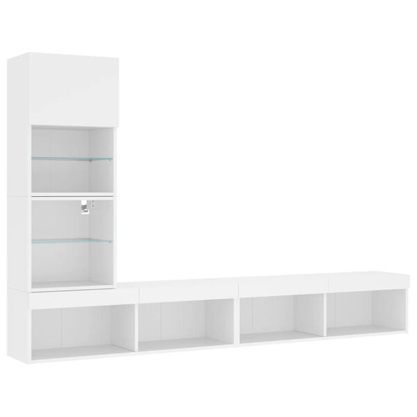 vidaXL 4 Piece TV Wall Units with LED White Engineered Wood