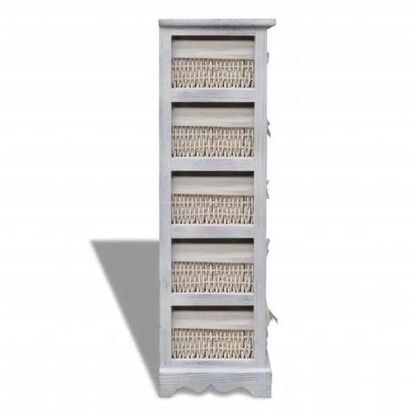 vidaXL Storage Rack White Paulownia wood, Cotton, Polyester Tall