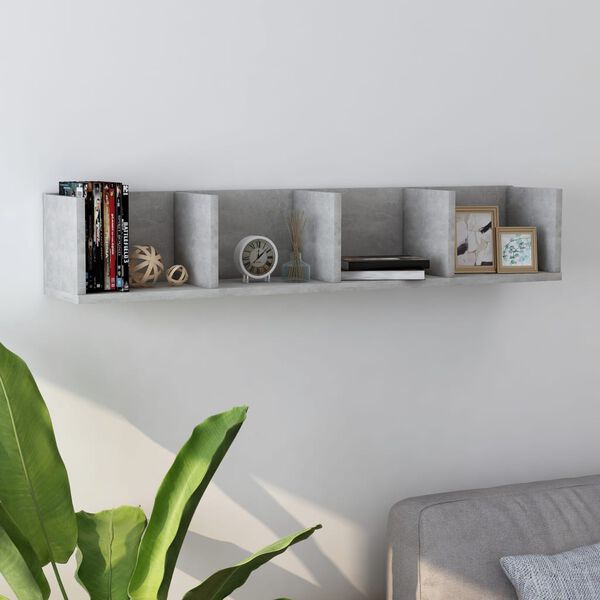 vidaXL Wall Shelf Concrete gray Engineered wood 39.4x7.1x7.1 in