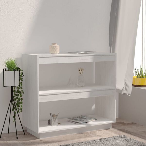 vidaXL Book Cabinet White Solid pine wood 31.5 x 13.8 x 28.0 in