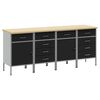 vidaXL Work Cabinet with Drawer 4 pcs Black and Grey 200 x 55 x 85 cm