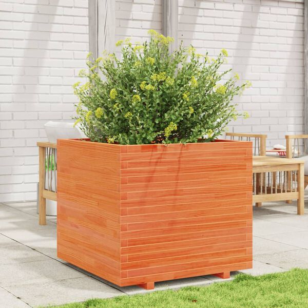 vidaXL Garden Planter Wax Brown Solid Pine Wood 31.5 x 31.5 x 28.3 in