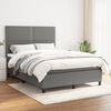 vidaXL Box Spring Bed Dark Grey Polyester Full Adjustable Headrests
