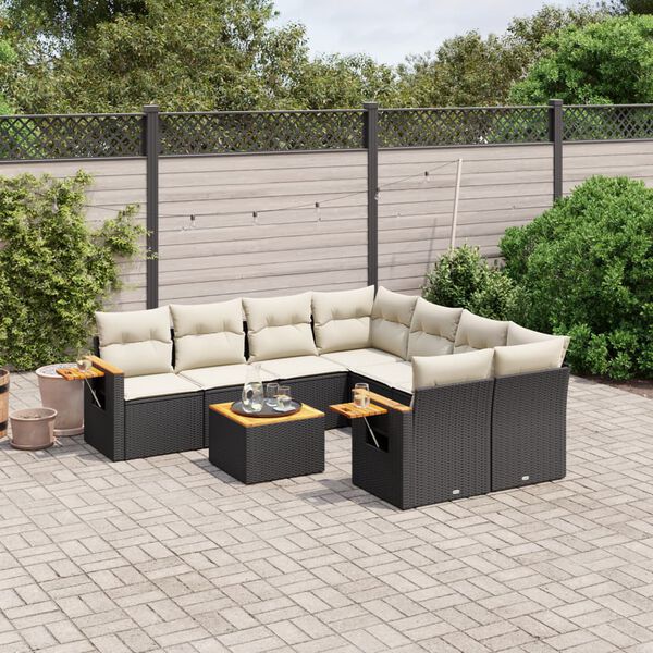 vidaXL Garden Sofa Set Black, Cream White