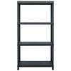 vidaXL Storage Shelf Racks 5 pcs Black 23.6"x11.8"x54.3" Plastic