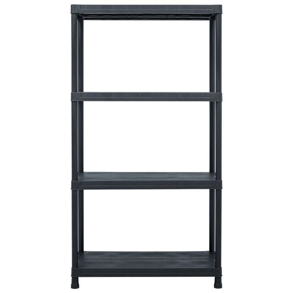 vidaXL Storage Shelf Racks 5 pcs Black 23.6"x11.8"x54.3" Plastic