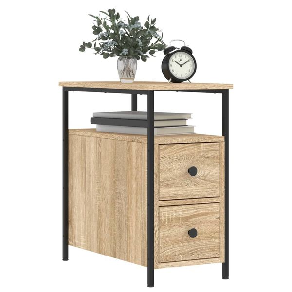 vidaXL Bedside Cabinet Set of 2 Sonoma Oak Engineered Wood, Iron