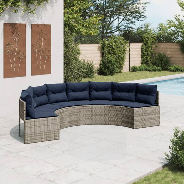 vidaXL Patio Sofa Gray PE rattan Large Modular Patio Sofa Modern