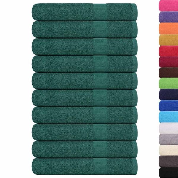 vidaXL Sauna Towel Set of 10 Green 100% Cotton Large Sauna Towel