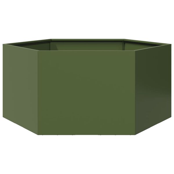 vidaXL Garden Planter Olive Green Steel Large Durable Garden Planter