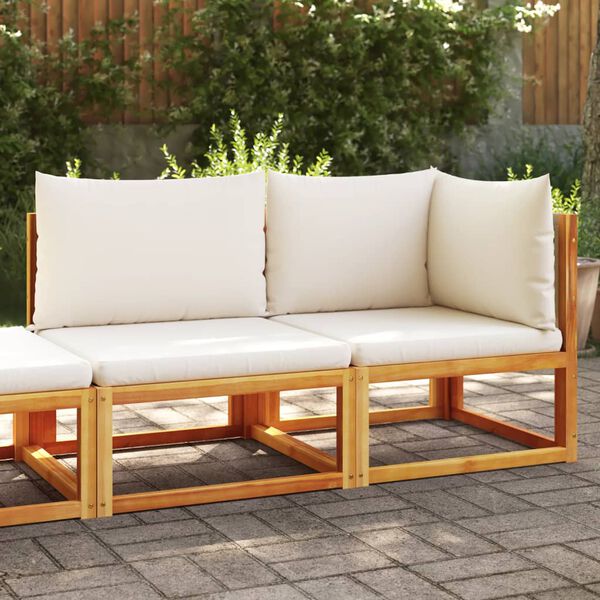 vidaXL Garden Sofa Beige Solid Acacia wood 2-Seater Modular