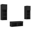 vidaXL 4 Piece TV Wall Stands with LED Lights Black