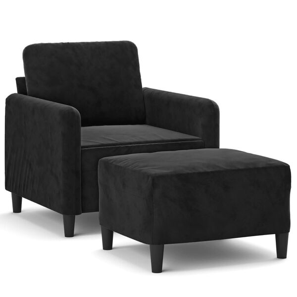 vidaXL Sofa Chair With Footstool Black