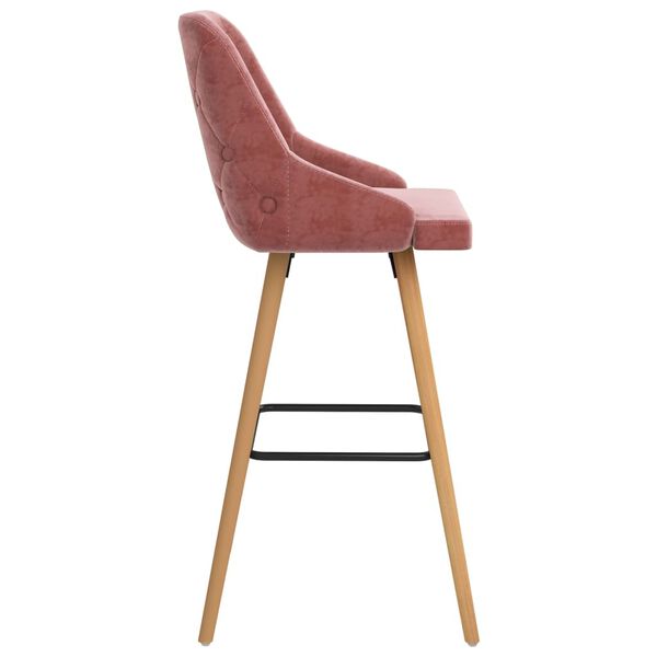 vidaXL Bar Chair Set of 2 Pink Velvet (100% polyester), solid beech wood