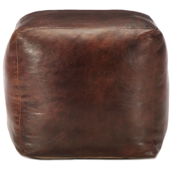 vidaXL Pouffe Dark brown Genuine goat leather, Cotton filling
