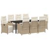 vidaXL Garden Dining Set with Cushion 9 pcs Beige Poly Rattan