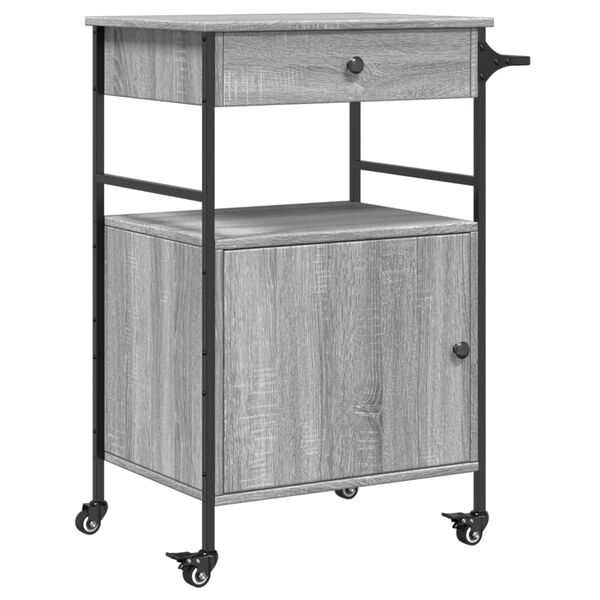 vidaXL Kitchen Trolley Gray Sonoma 22"x16.9"x35.2" Engineered Wood