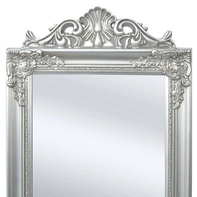 vidaXL Free-Standing Mirror Baroque Style 63"x15.7" Silver