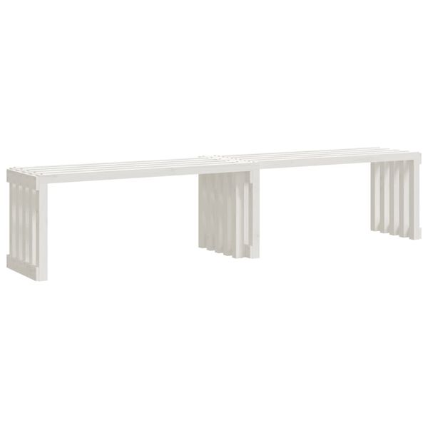 vidaXL Garden Bench White Solid pine wood Large Extendable