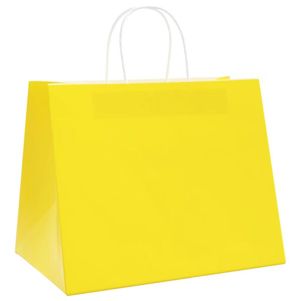 vidaXL Paper Bags 50 pcs with Handles Yellow 32x22x24 cm