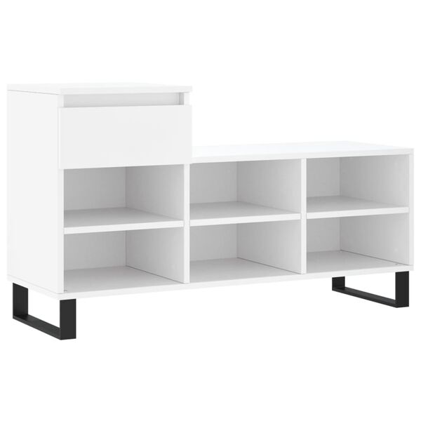 vidaXL Shoe Cabinet White Engineered Wood, Metal Large Shoe Cabinet