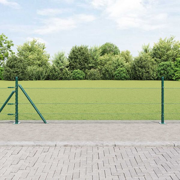 vidaXL Fence with Posts Green 0.4 x 50 m PVC-coated steel