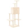 vidaXL Cat Tree Cream Engineered wood, plush, sisal Medium Modern