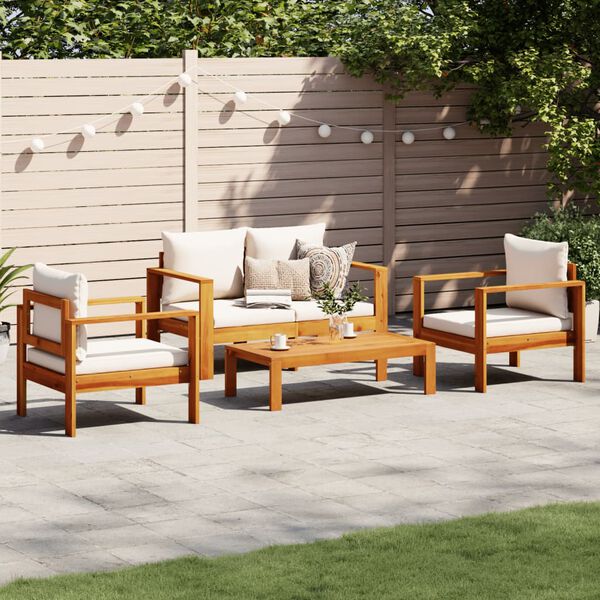 vidaXL Garden Sofa Set Cream White