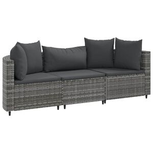 vidaXL Patio Sofa Set Set of 3 Grey, Anthracite