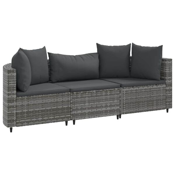 vidaXL Patio Sofa Set Set of 3 Grey, Anthracite