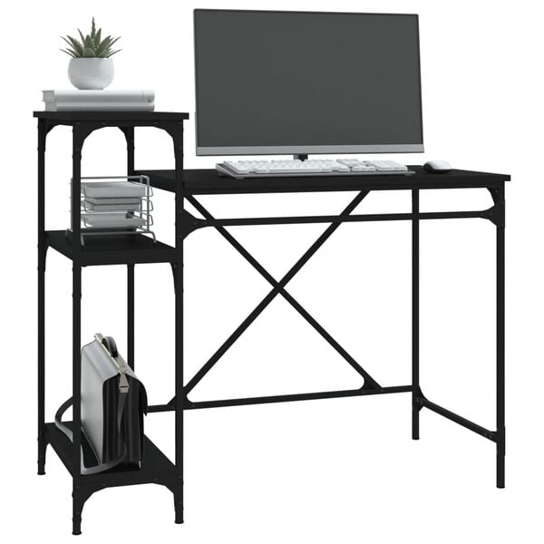 vidaXL Desk Black Engineered wood 41.3 x 19.7 x 35.4 in Industrial