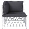 vidaXL Garden Corner Sofa White Woven fabric, powder-coated steel, textilene