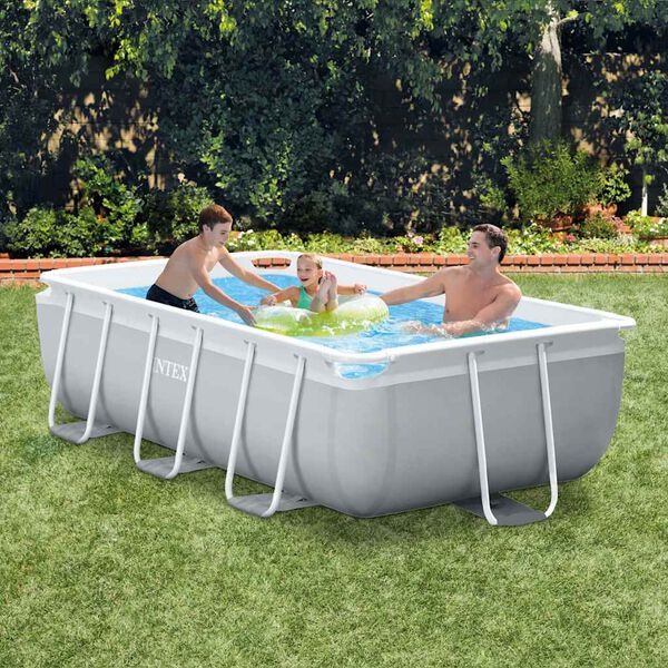 INTEX Above Ground Pool Grey Steel Large Collapsible Above Ground Pool