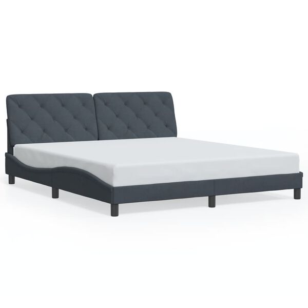 vidaXL Bed Frame Dark Grey Velvet 79x79 in Bed Frame Rectangular