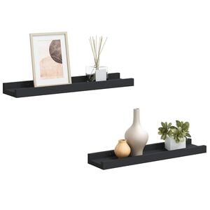 vidaXL Frame Ledge Shelf Set of 2 Black MDF 15.7 x 3.5 x 1.2 in