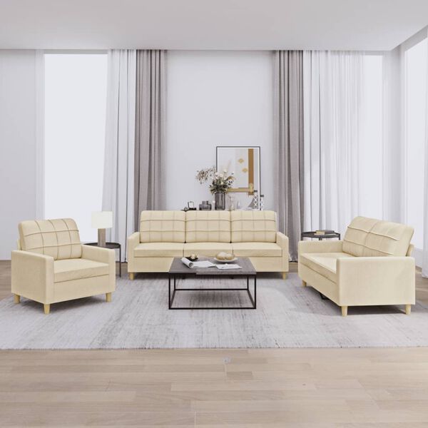 vidaXL Sofa Set Cream