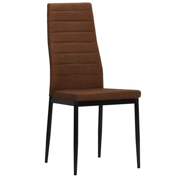 vidaXL Dining Chair Set of 6 Brown Polyester fabric, Steel Standard