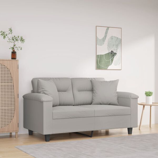 vidaXL 2-seater Sofa Light grey Microfiber fabric (100% polyester), metal