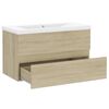 vidaXL Sink Cabinet With Basin Sonoma oak, white Engineered wood, ceramic