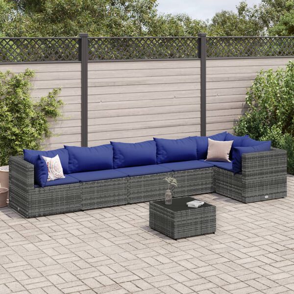 vidaXL Patio Lounge Set Gray, Dark Blue