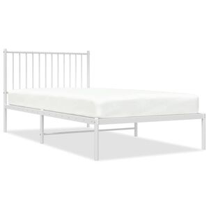 vidaXL Bed Frame White Powder-Coated Steel 39.4 x 78.7 in Bed Frame