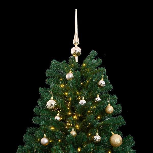 vidaXL Artificial Hinged Christmas Tree 150 LEDs & Ball Set 59.1"