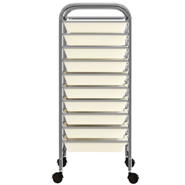 vidaXL 10-Drawer Mobile Storage Trolley White Plastic