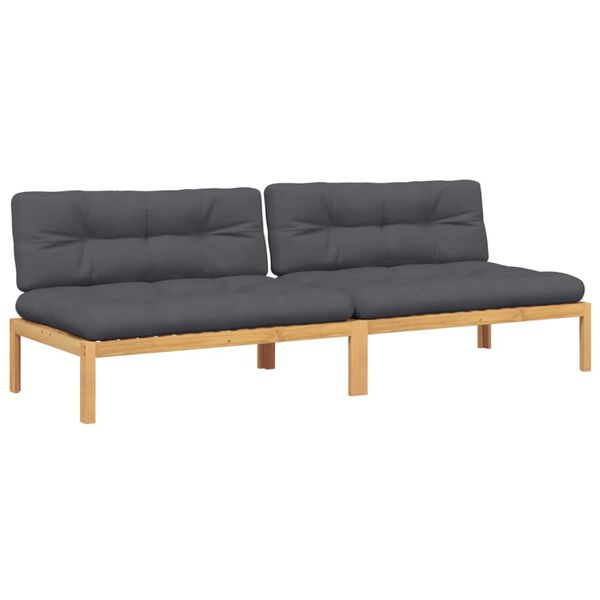 vidaXL Pallet Middle Sofa Anthracite Solid Acacia wood Medium Modular