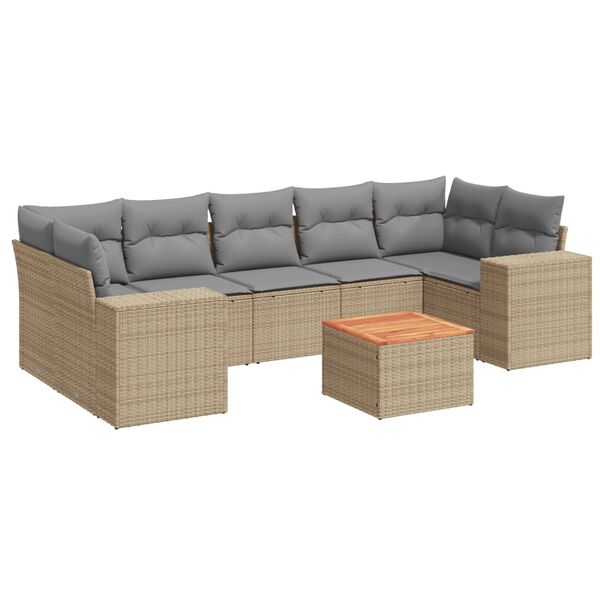 vidaXL Garden Sofa Set Beige, Light Grey PE Rattan Medium Modular