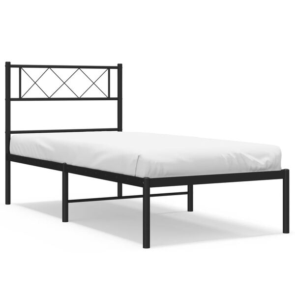 vidaXL Metal Bed Frame Black Powder-Coated Steel Twin Metal Bed Frame