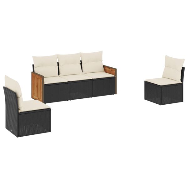 vidaXL Garden Sofa Set Black and Cream White